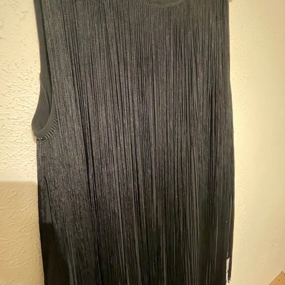Michael Michael Kors Black Sleeveless Flapper Fringe Mini Dress Size L - Picture 4 of 7